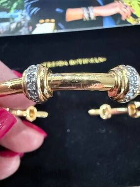 Freida Rothman Gold Bracelet with Clear Pavé Accent Rings